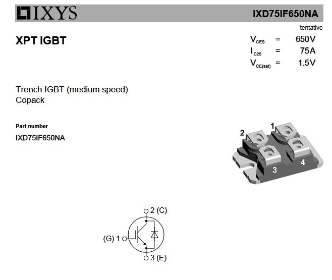 IXD75IF650NA  SOT-227B 650V 75A IGBT MODULE IXYS